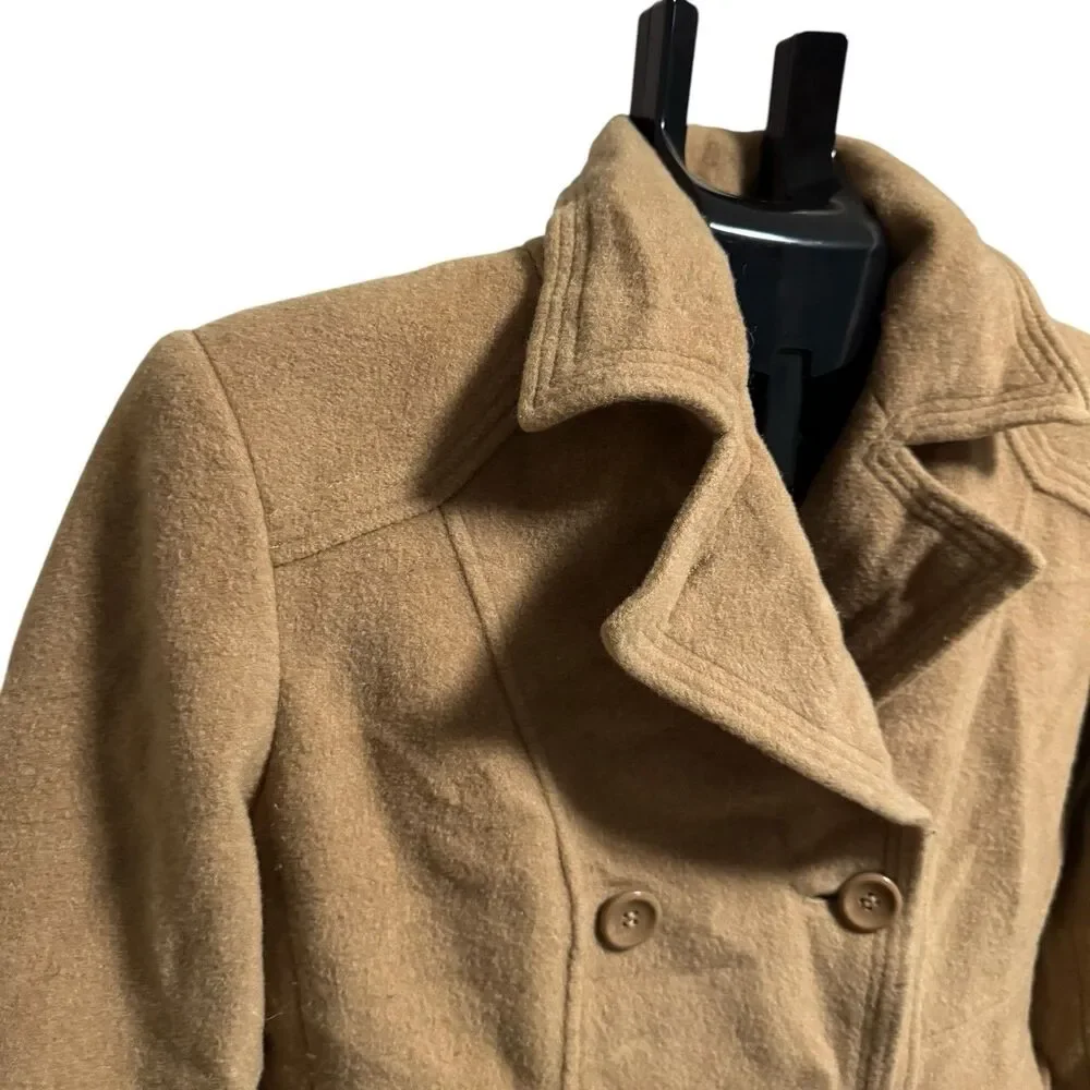 ST. JOHN’S BAY Vintage Wool Peacoat double-breasted Lined‎ Coat Brown Sz Small